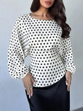 Polka Dot Round Neck Blouse - Lilixa.store