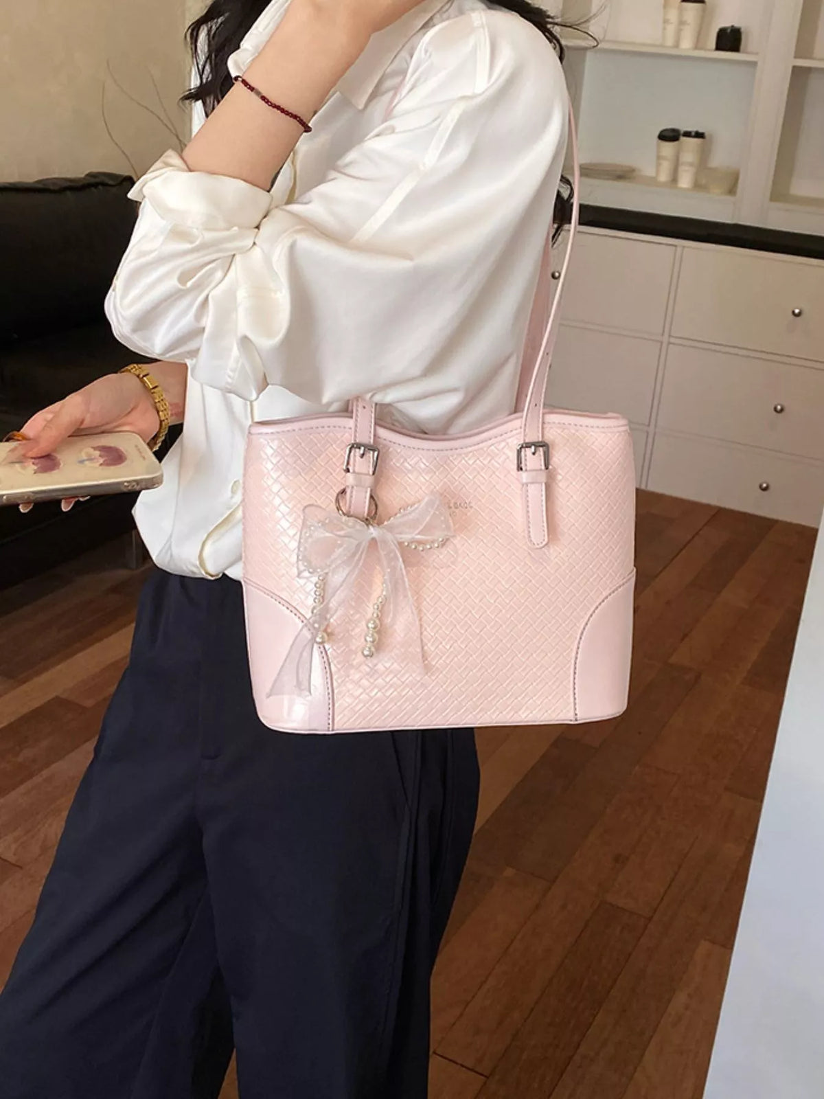 Textured PU Leather Shoulder Bag - Lilixa.store