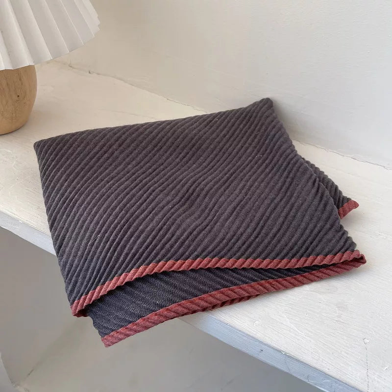 Contrast Trim Texture Warm Scarf - Lilixa.store