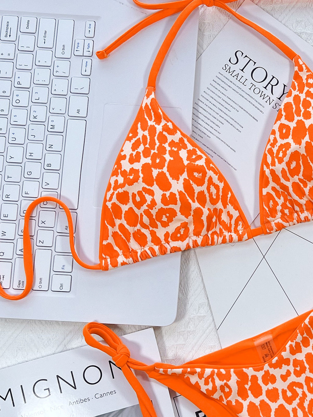 Leopard Print Halter Neck Tie Side Bikini Set - Lilixa.store