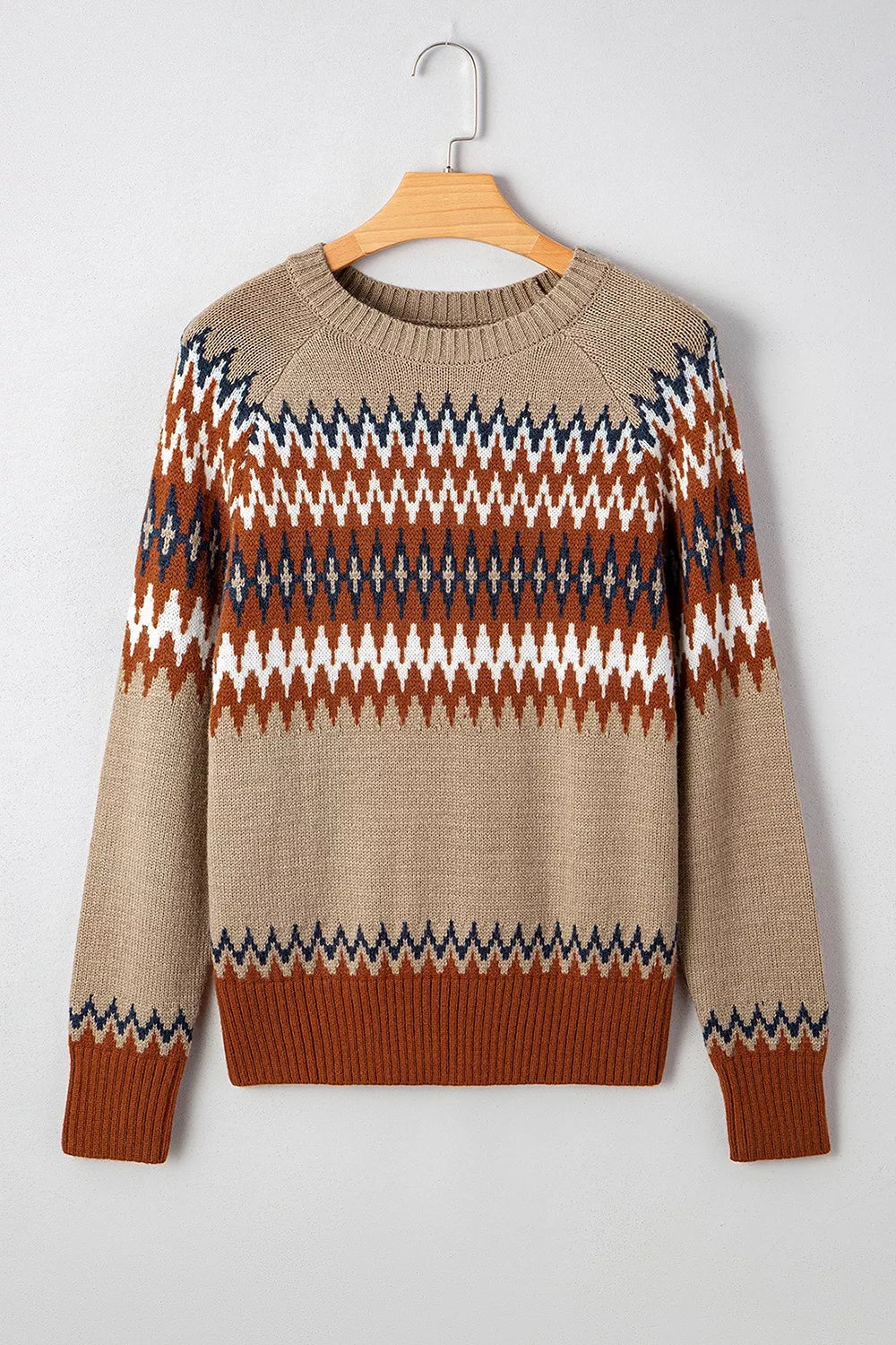 Geometric Pattern Long Sleeve Sweater - Lilixa.store