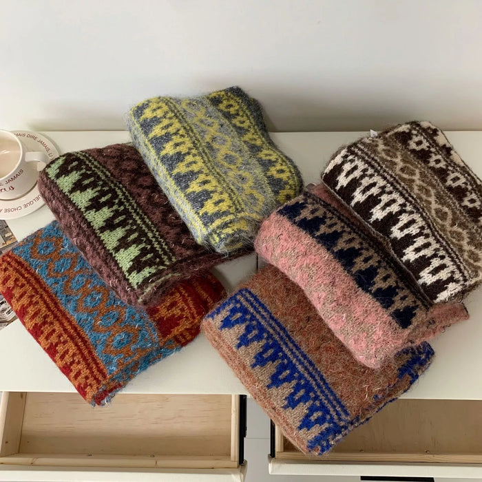Vintage Knitted Pattern Warm Scarf - Lilixa.store