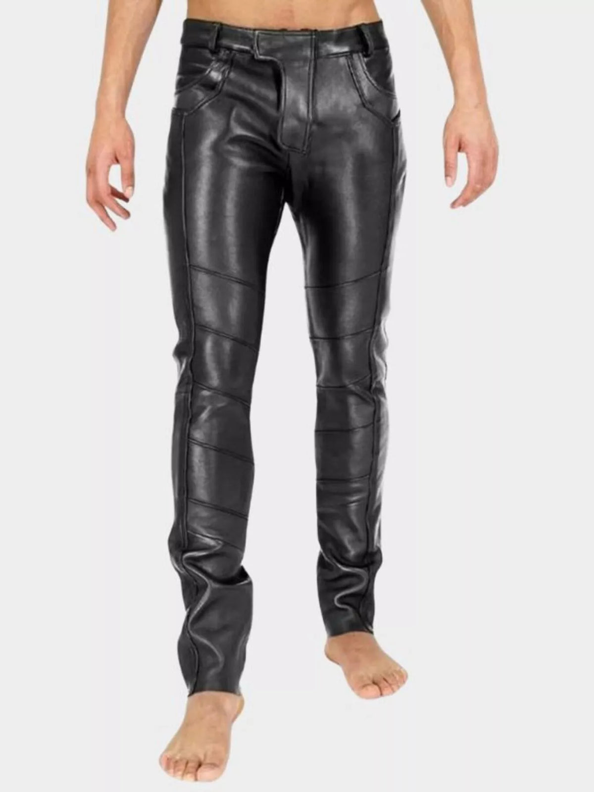 Men's Full Size Slim-Fit Faux Leather Pants Plus Size