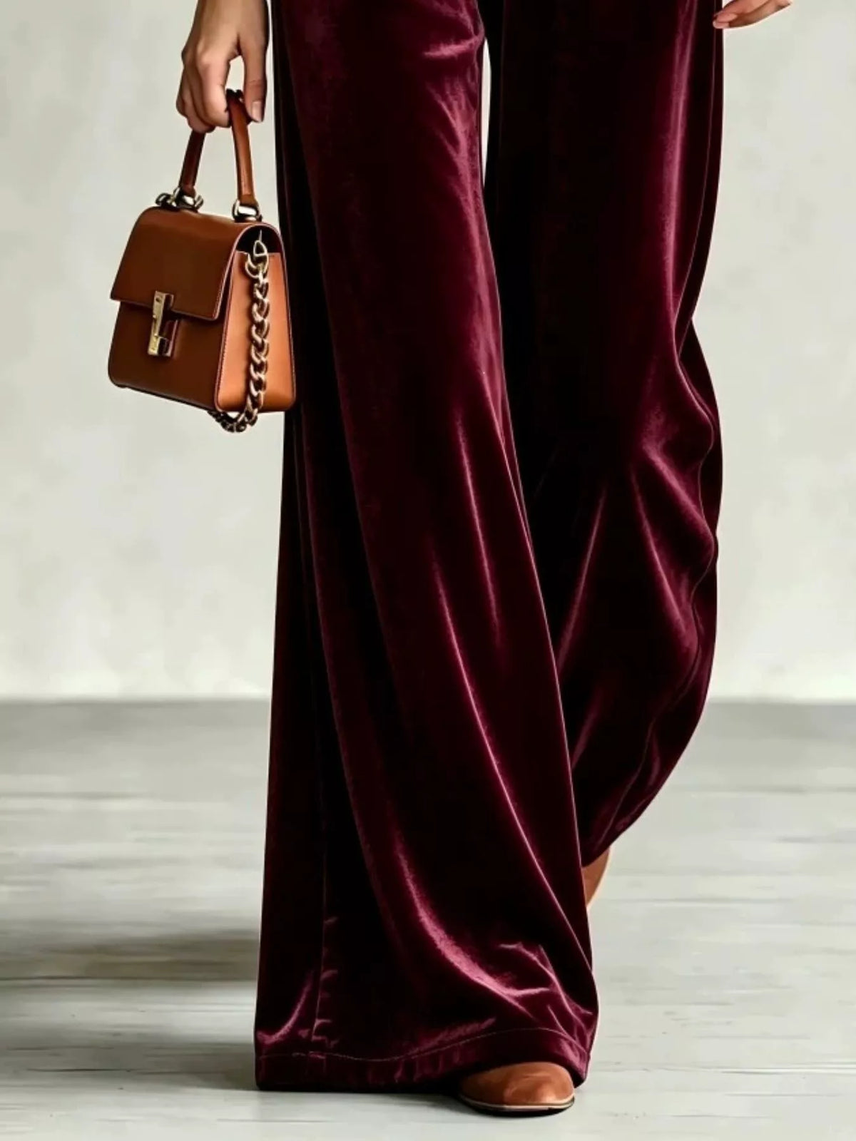 Velvet Wide-Leg Pants with Drawstring - Lilixa.store