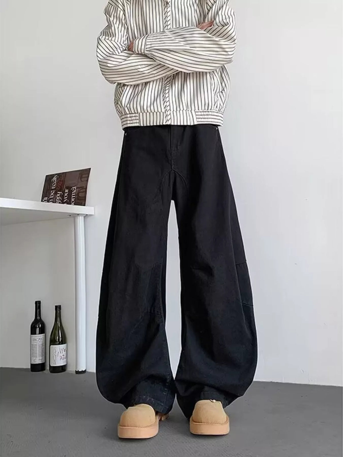 Men's Wide Leg Casual Pants in Black