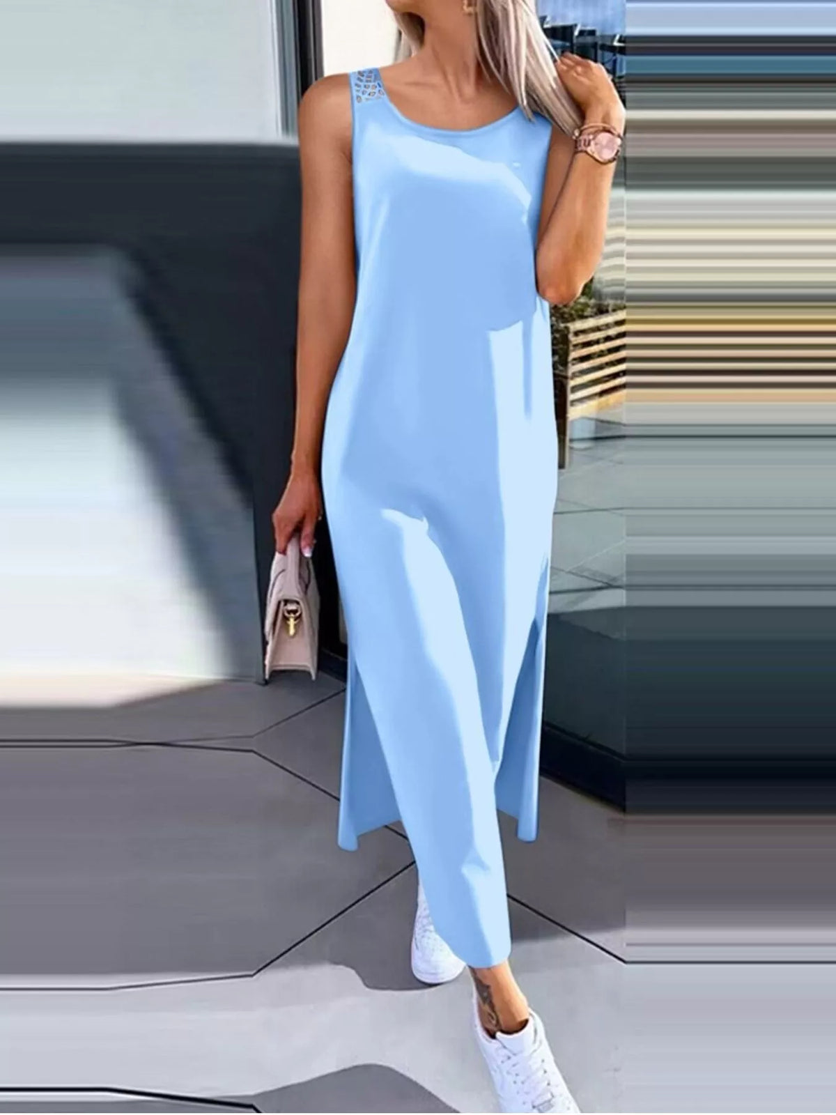 Side Slit Sleeveless Maxi Dress - Lilixa.store