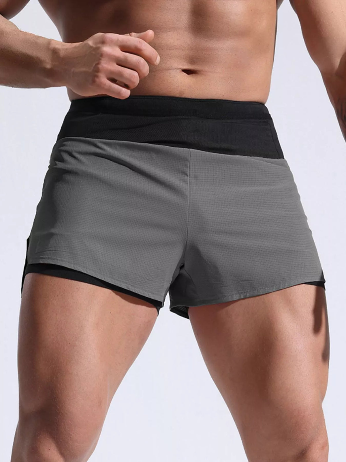 Men's Full Size Contrast Active Shorts Plus Size, view 4