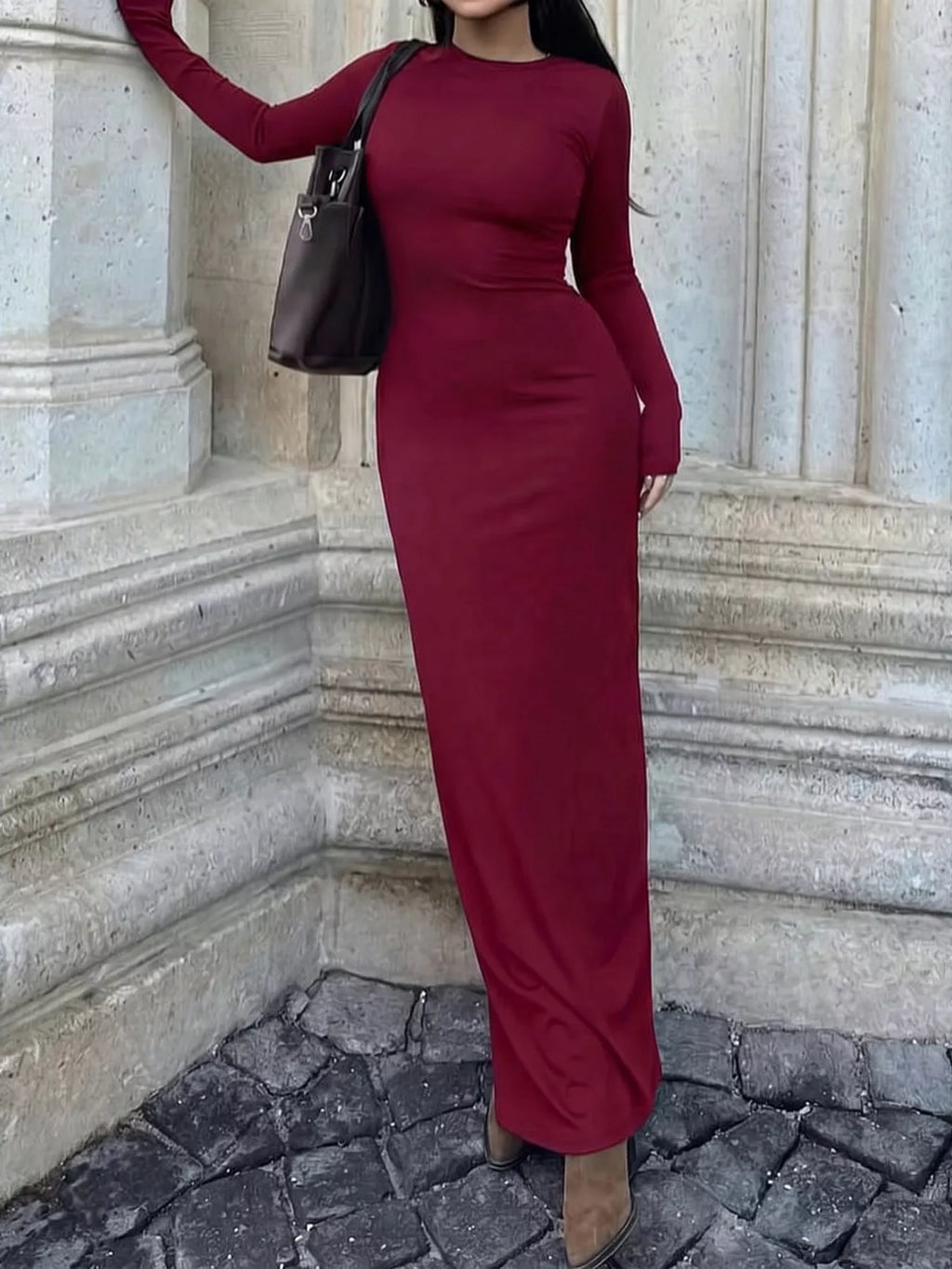 Long-Sleeve Bodycon Maxi Dress - Lilixa.store