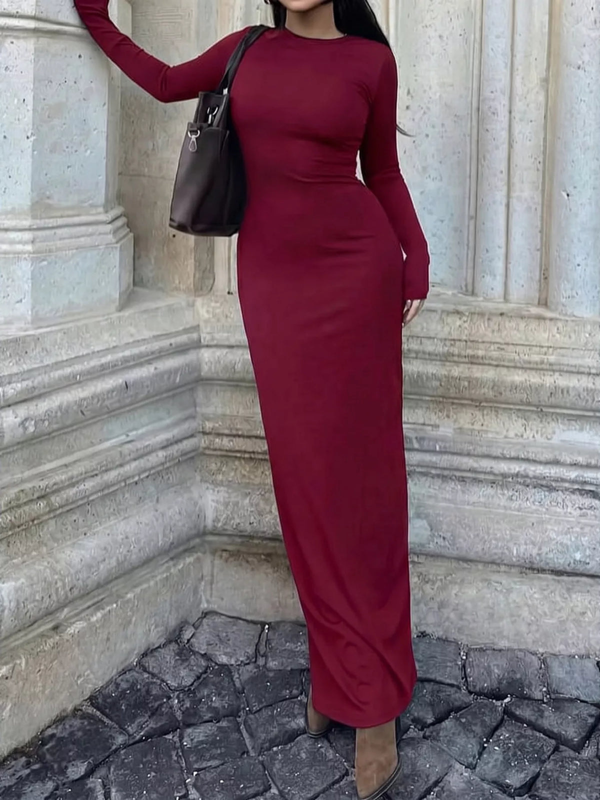 Long-Sleeve Bodycon Maxi Dress - Lilixa.store