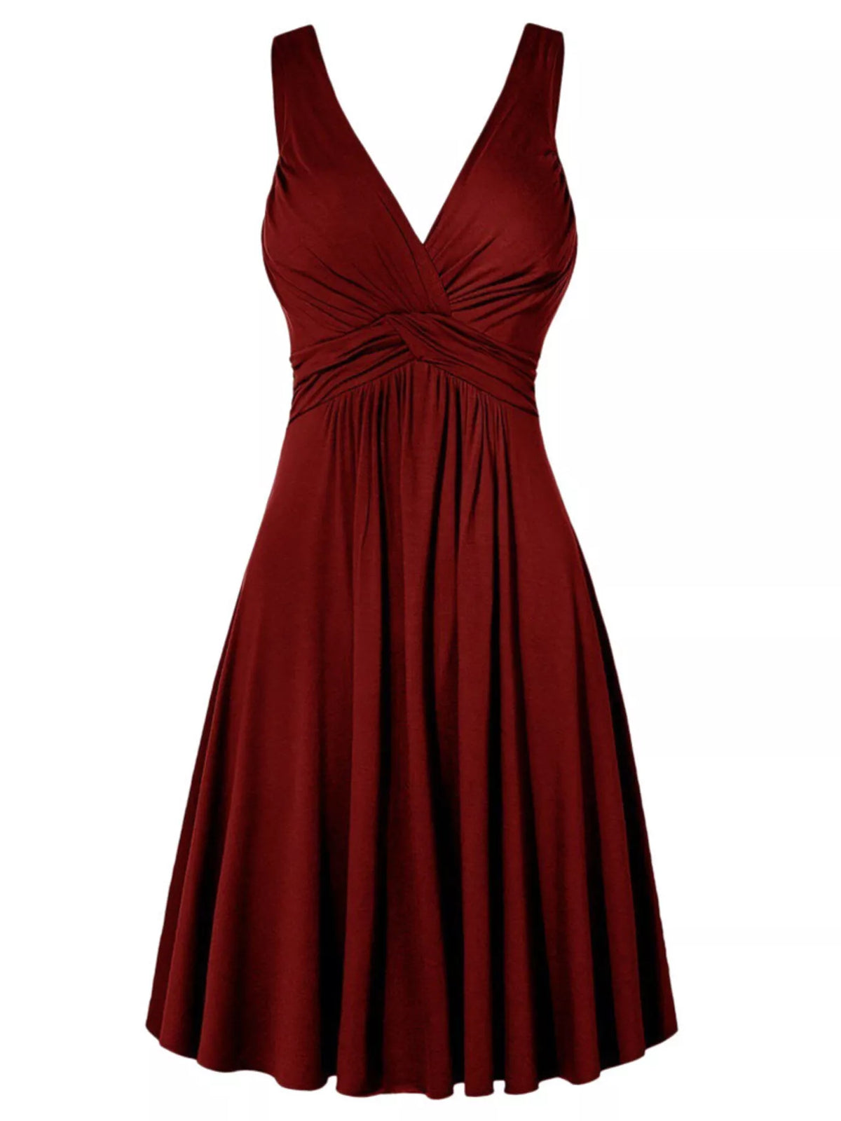 Full Size Twisted Sleeveless Ruched Waist A-Line Dress Plus Size - Lilixa.store