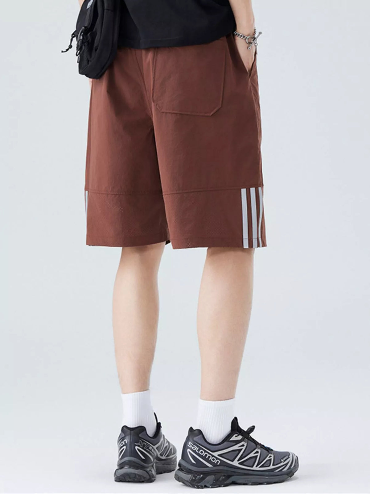 Men's Plus Size Casual Striped Shorts, view 3