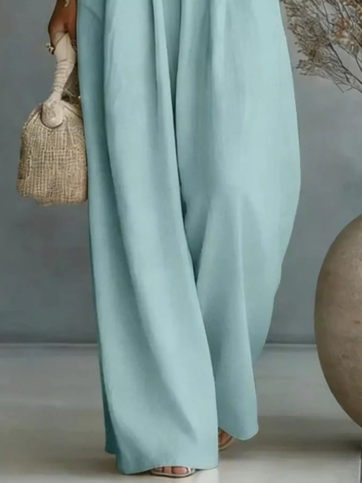 Full Size Half Sleeve Wide-Leg Jumpsuit Plus Size - Lilixa.store