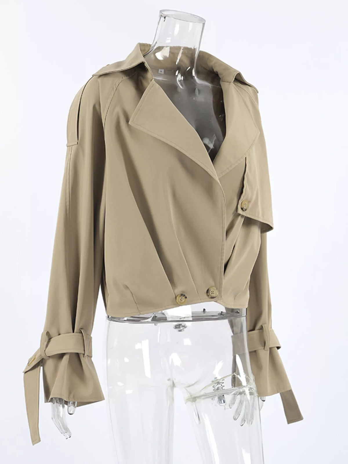Wide Lapel Cropped Trench Coat