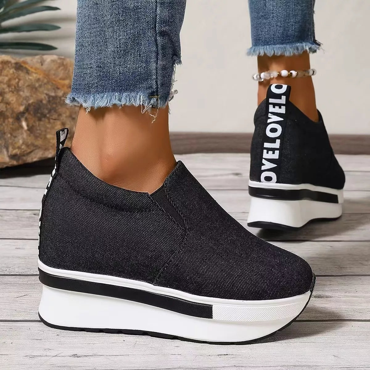 Round Toe Platform Slip-Ons - Lilixa.store