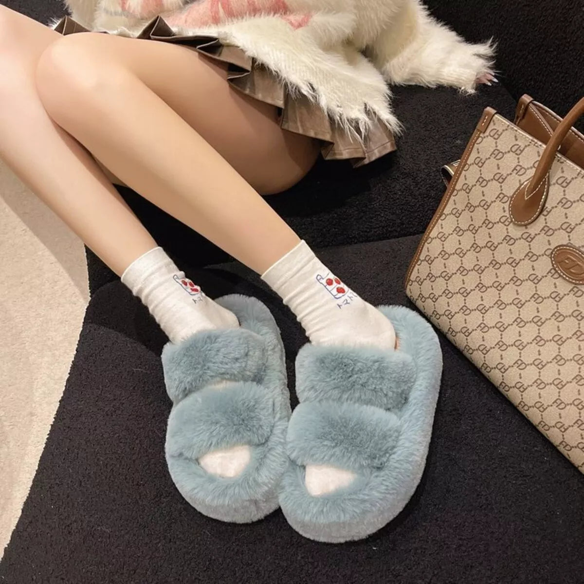 Fuzzy Open Toe Slippers - Lilixa.store