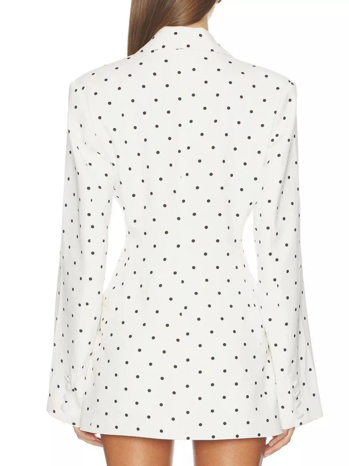 Polka Dot Single-Breasted Blazer in White, view 4
