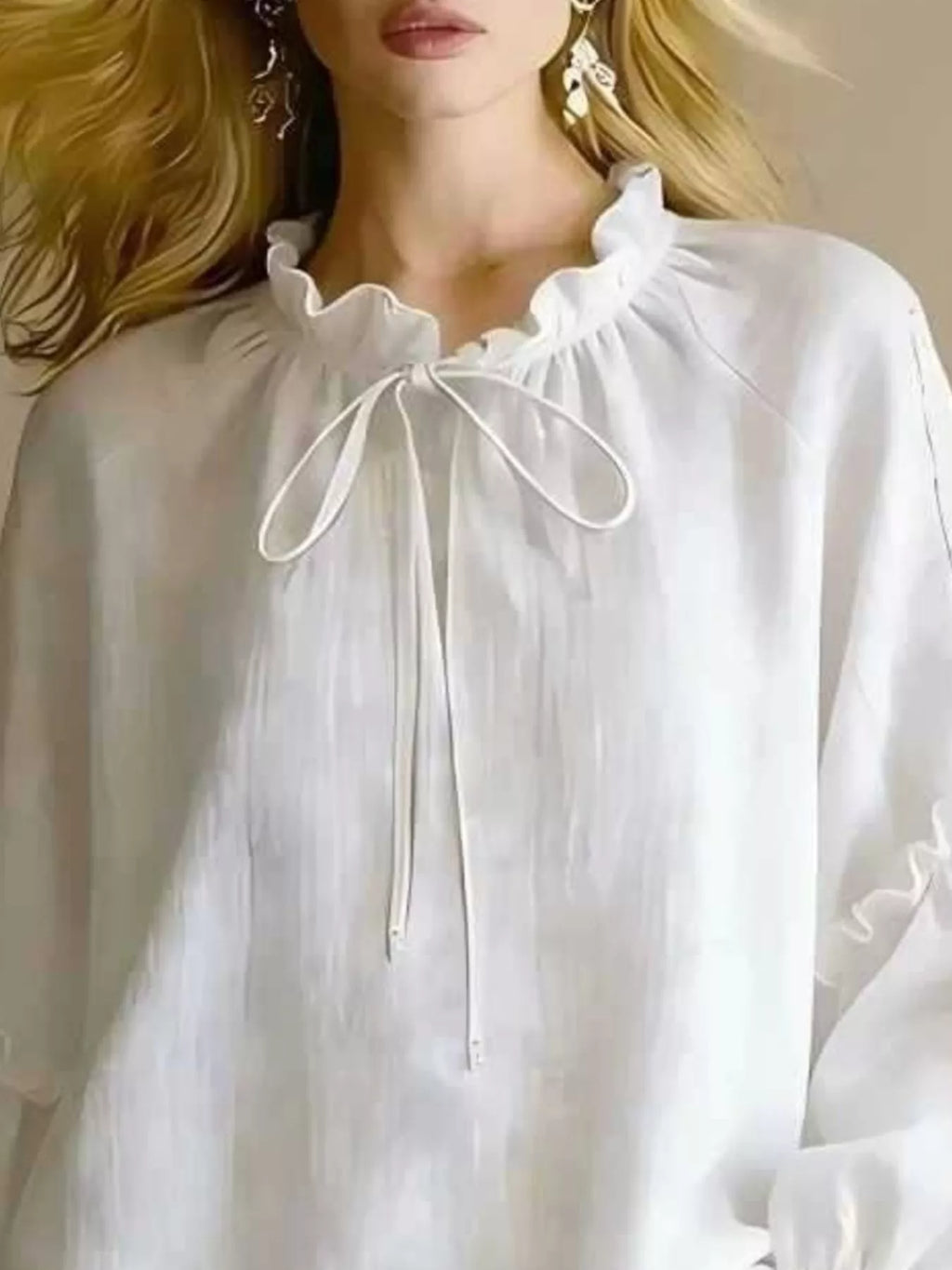 Frill Balloon Sleeve Blouse - Lilixa.store