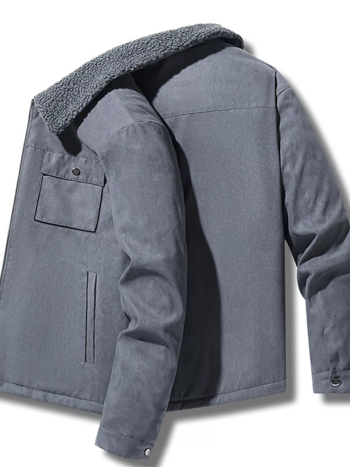 Men's Plus Size Sherpa-Lined Canvas Utility Jacket, view 6