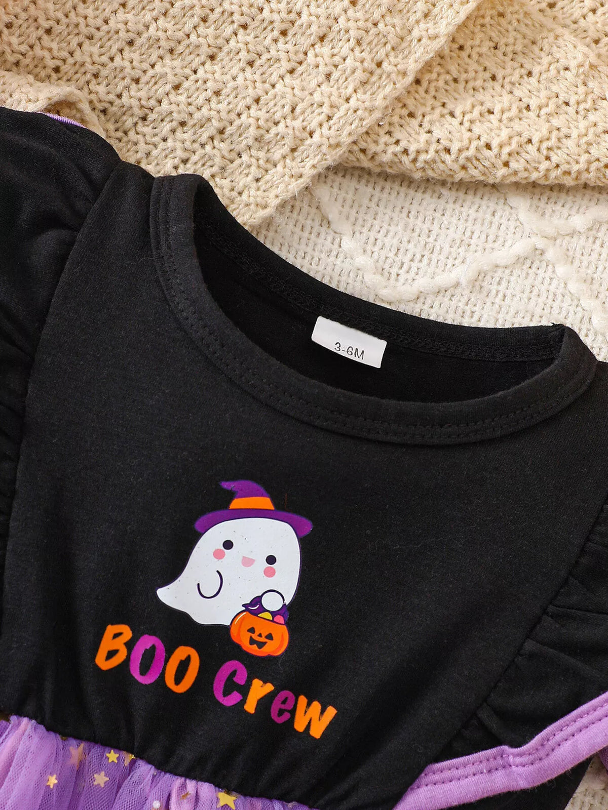 Children's Halloween 'BOO Crew' Ghost Graphic Tulle Tutu Dress - Lilixa.store