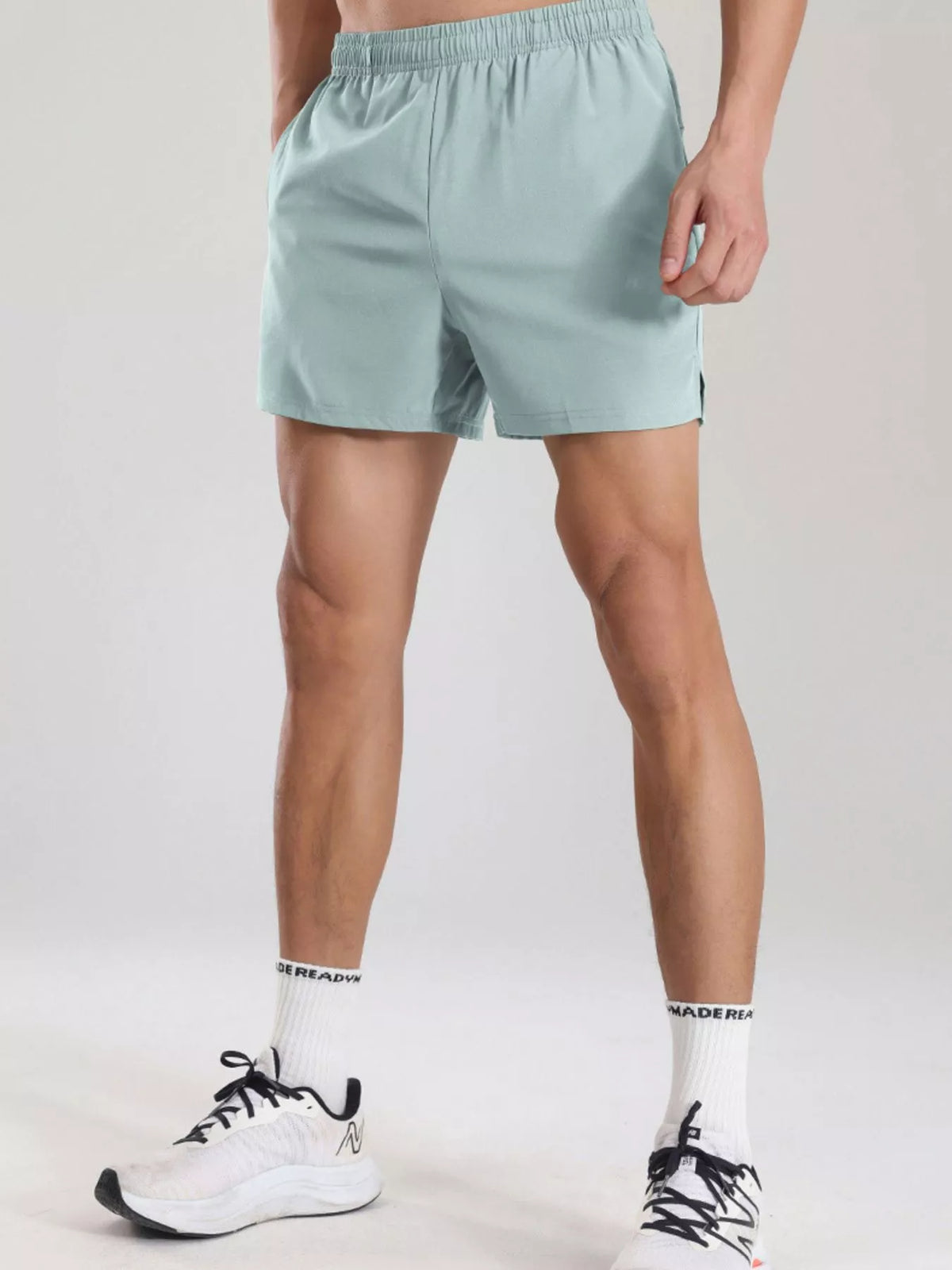 Men's Plus Size Elastic Waist Active Shorts in Mint Green