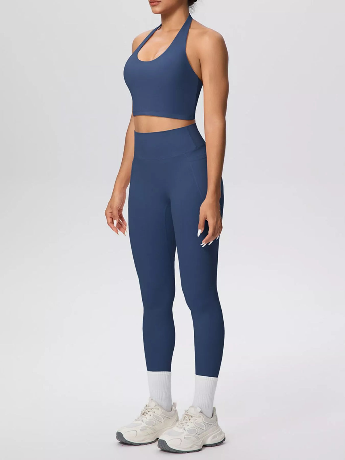 Halter Neck Crop Top and High-Waisted Leggings Active Set - Lilixa.store