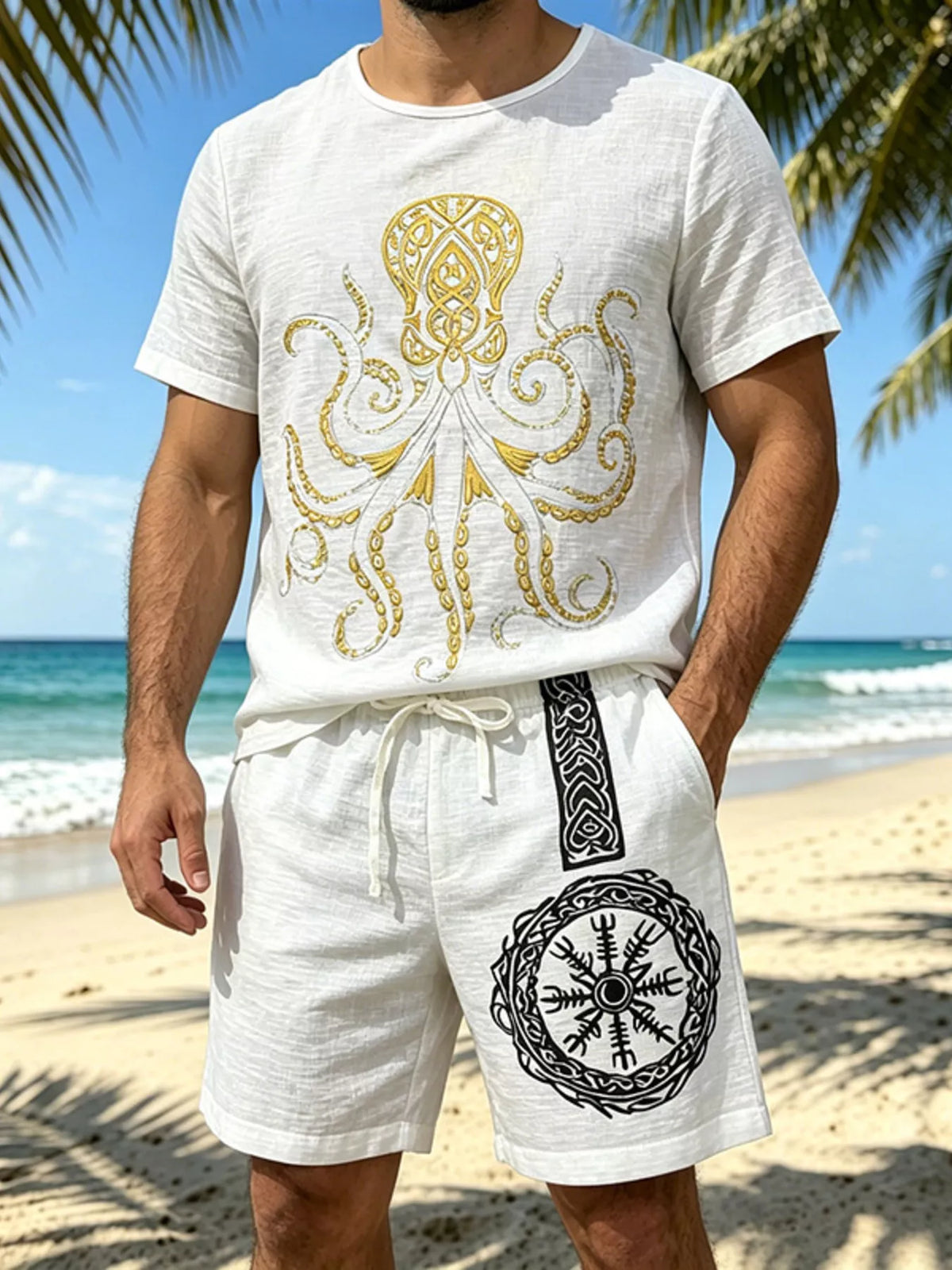 Men's Full Size Round Neck Tee and Shorts Set Plus Size - Lilixa.store