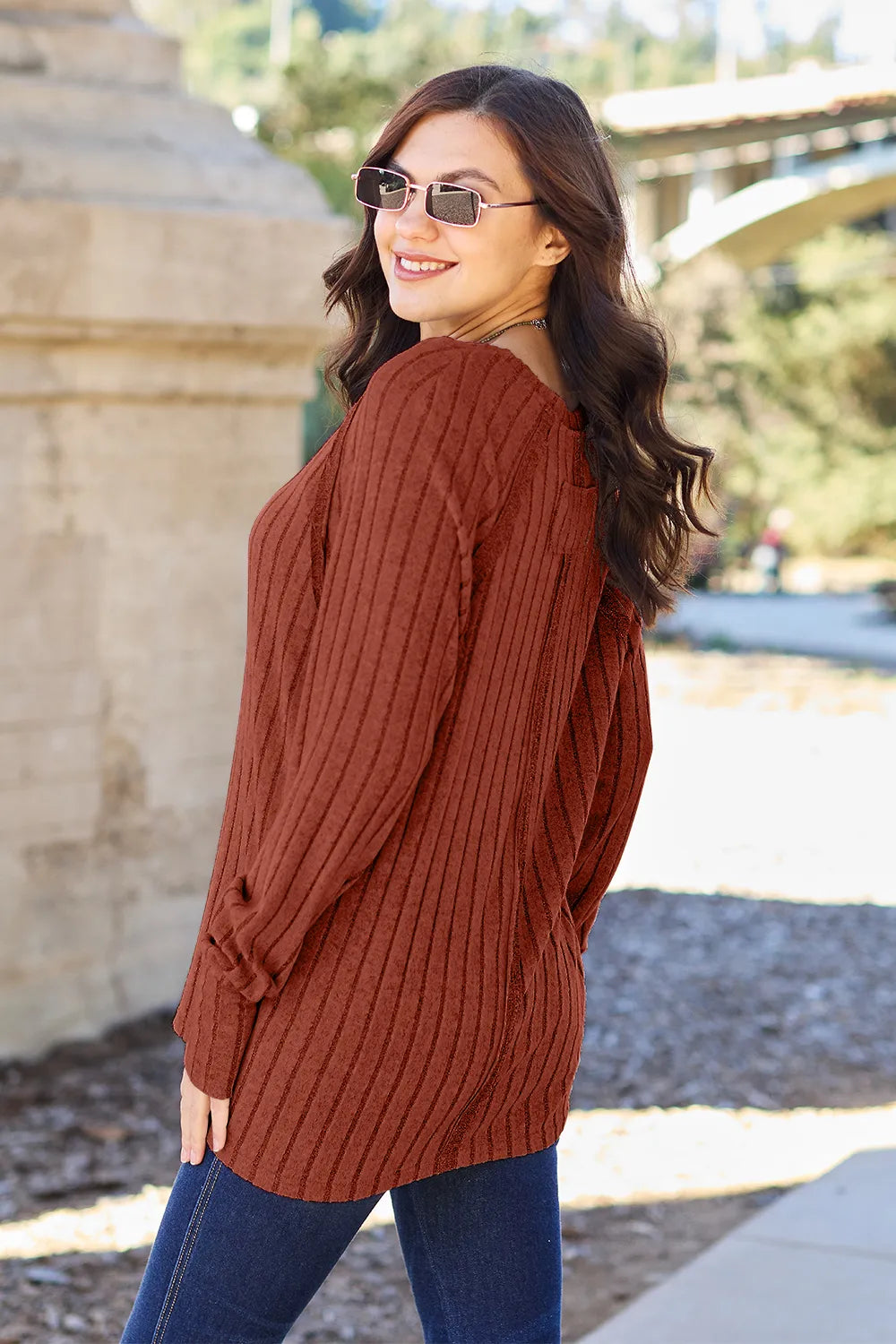 Basic Bae Full Size Ribbed Round Neck Long Sleeve Knit Top - Lilixa.store
