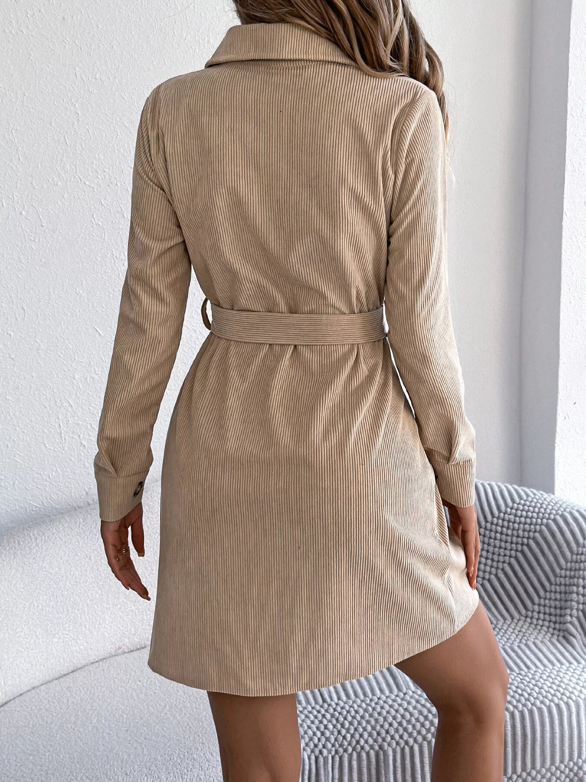 Corduroy Button-Down Shirt Dress