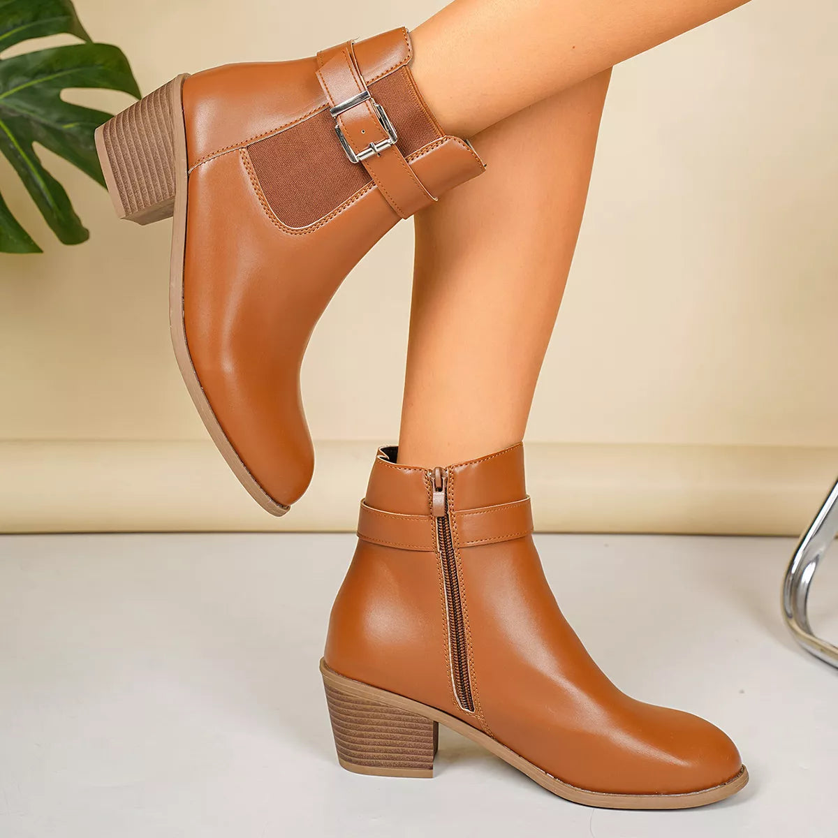 Point Toe Block Heels Boots - Lilixa.store