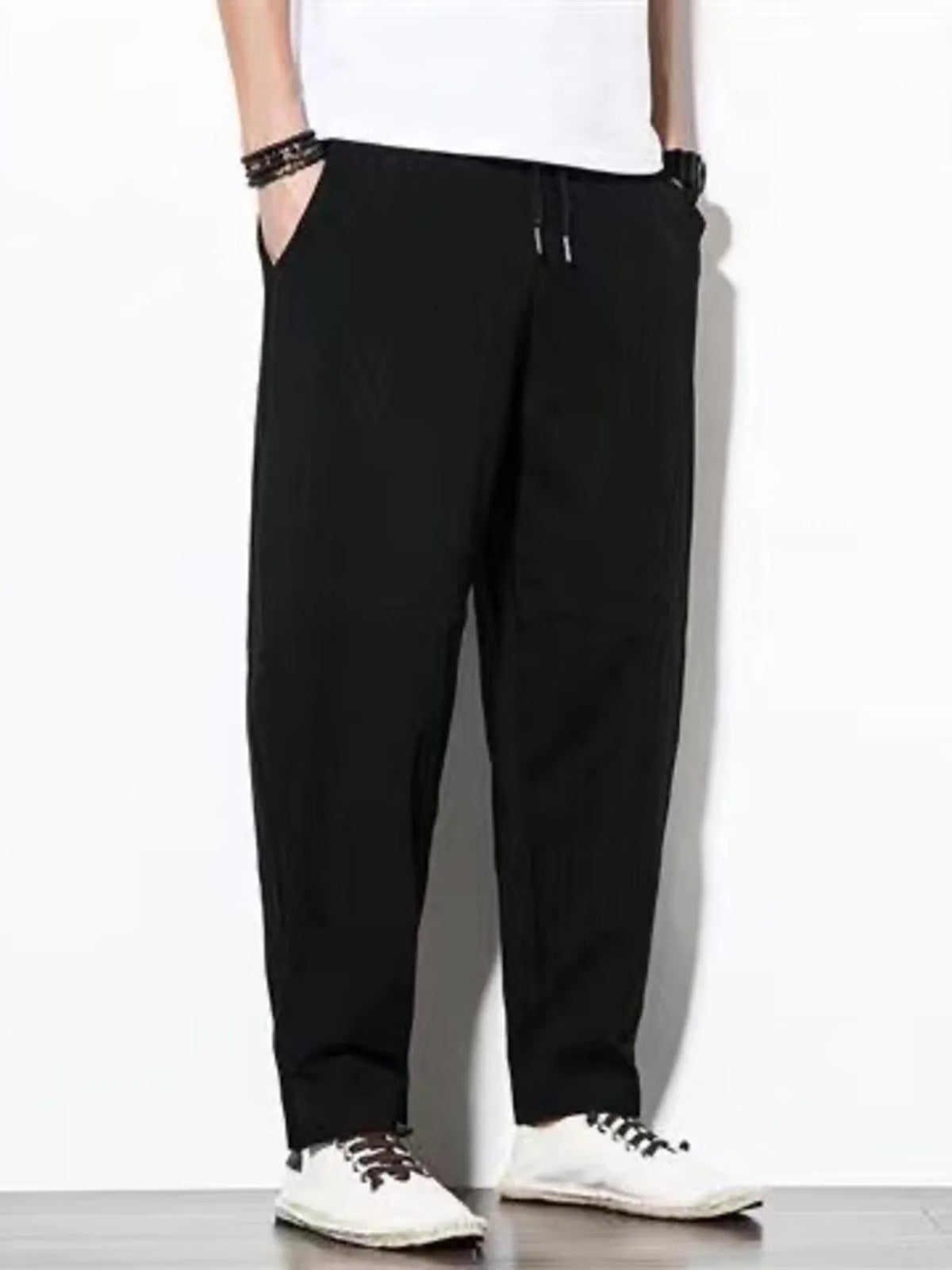 Men's Full Size Loose Fit Pants Plus Size in Black