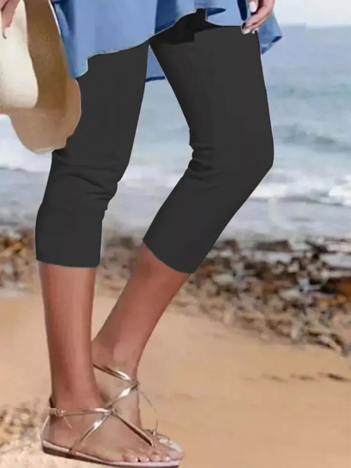 Full Size Cropped Casual Leggings Plus Size - Lilixa.store