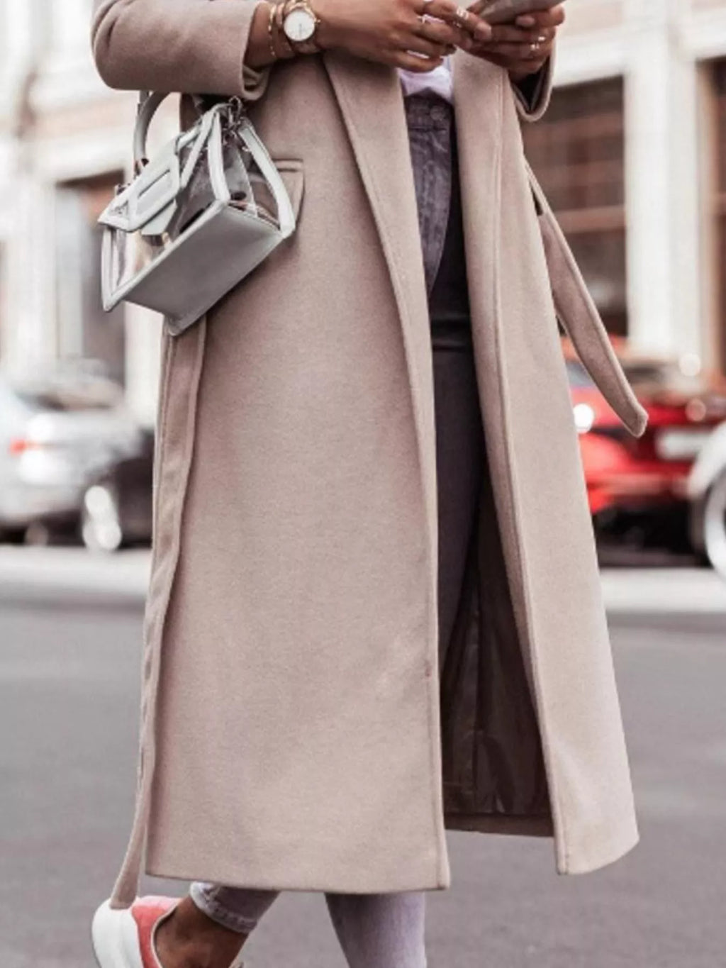 Tie Waist Longline Outerwear - Lilixa.store