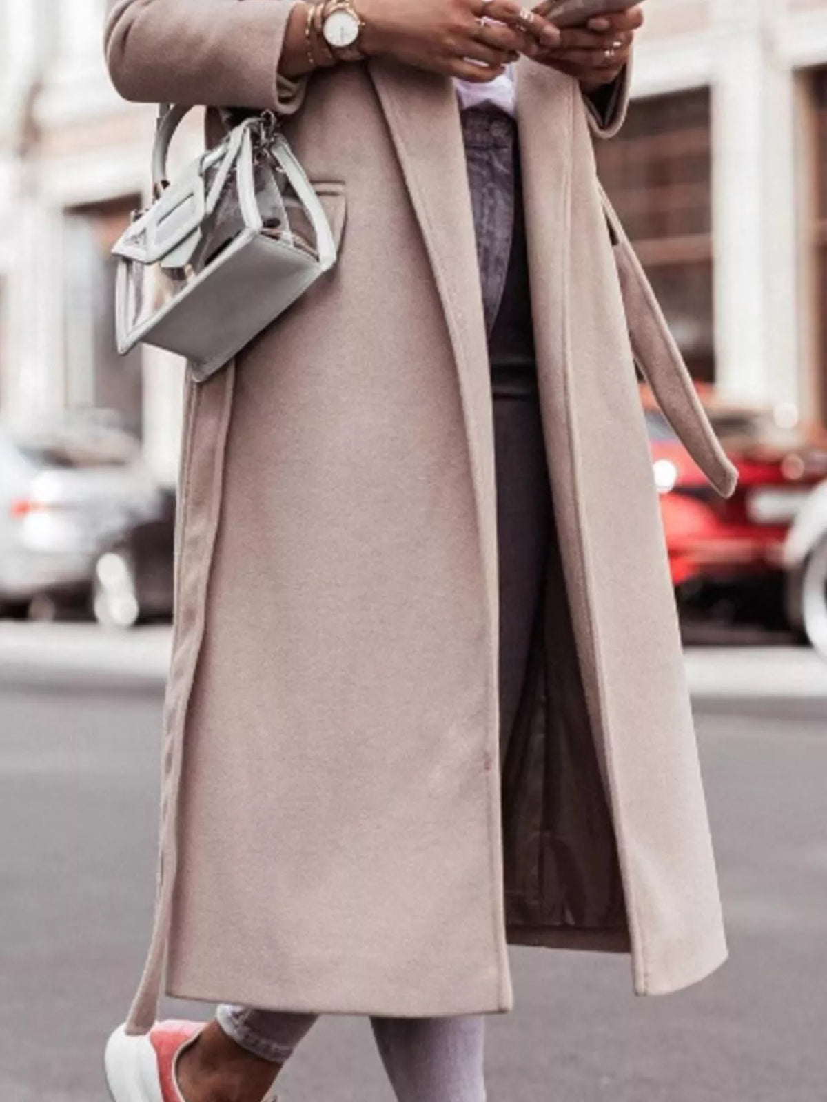 Tie Waist Longline Outerwear - Lilixa.store
