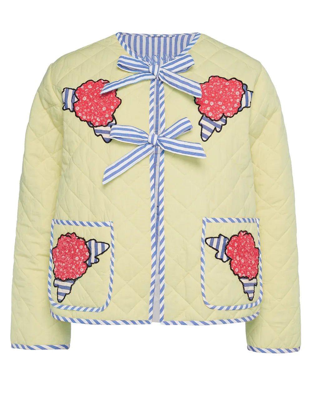Embroidered Flower Tied Long Sleeve Winter Coat - Lilixa.store