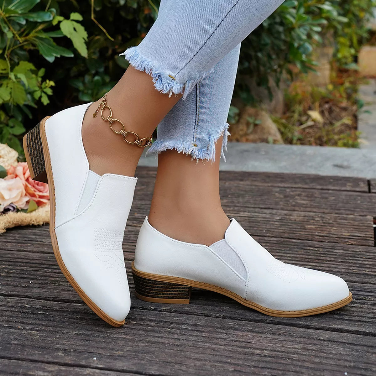 Point Toe Block Heels Loafers - Lilixa.store