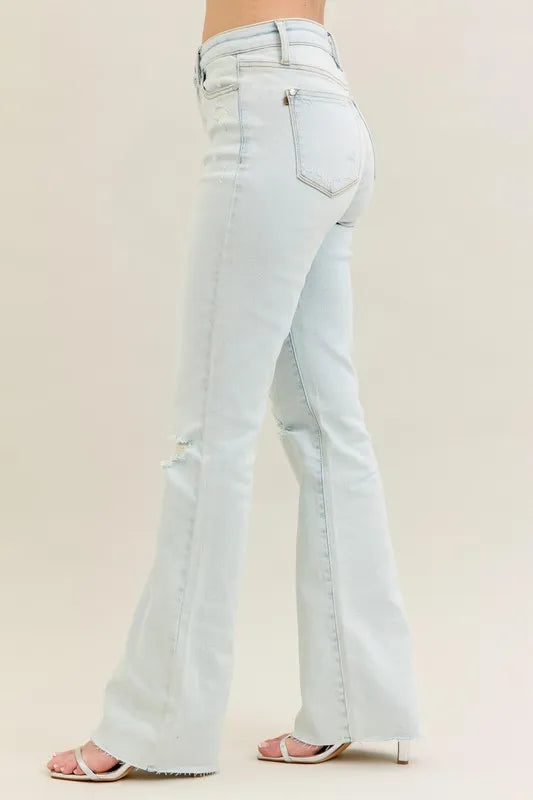 Judy Blue Full Size Destroy & Fray Hem Bootcut Jeans Plus Size - Lilixa.store