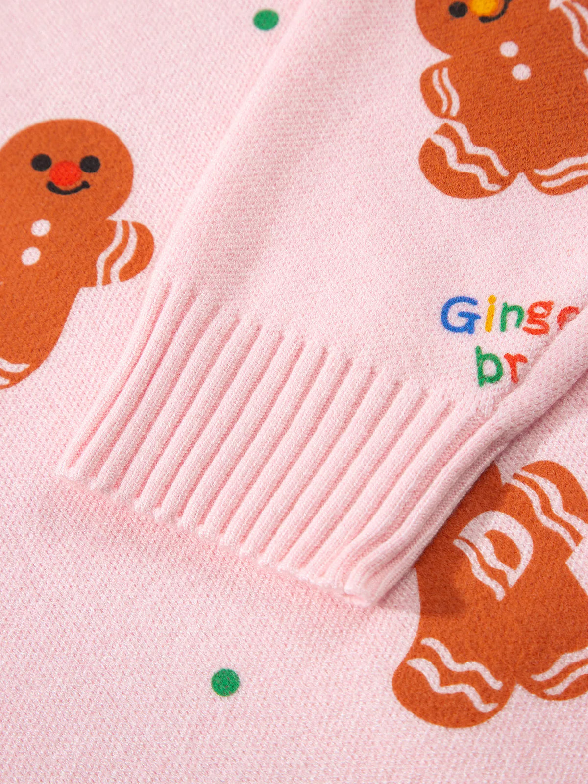 Gingerbread Pattern Long Sleeve Round Neck Sweater