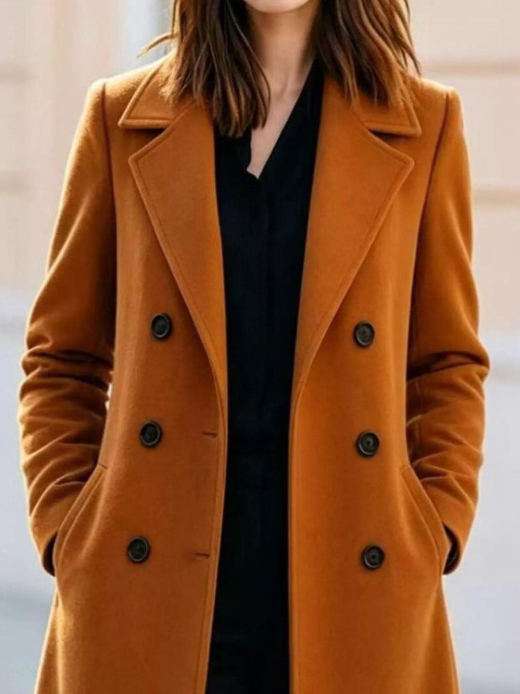Double-Breasted Lapel Collar Coat, view 8