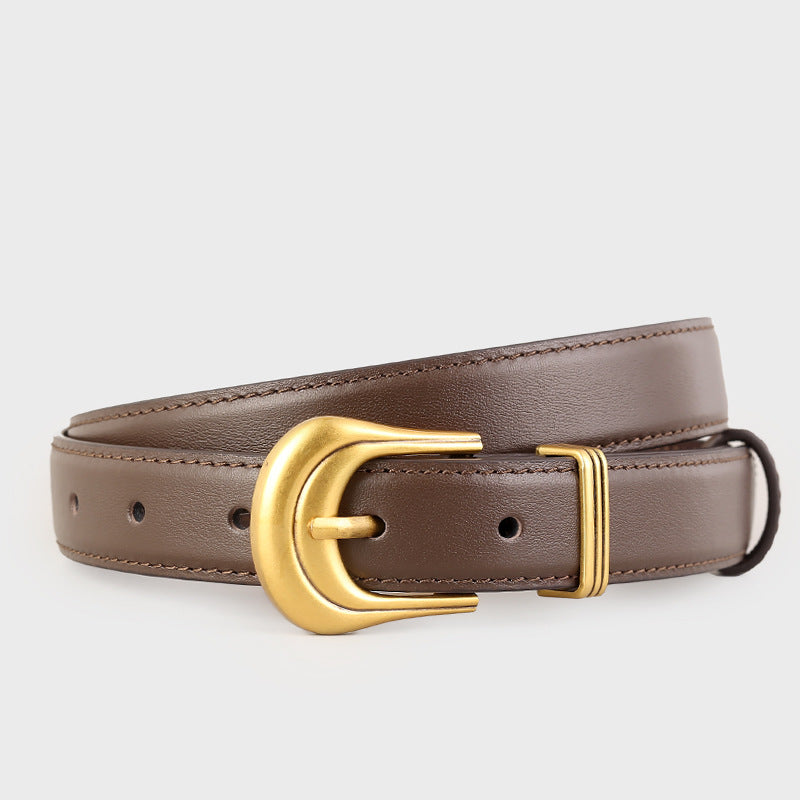 Classic Leather Belt with Golden Buckle - Lilixa.store