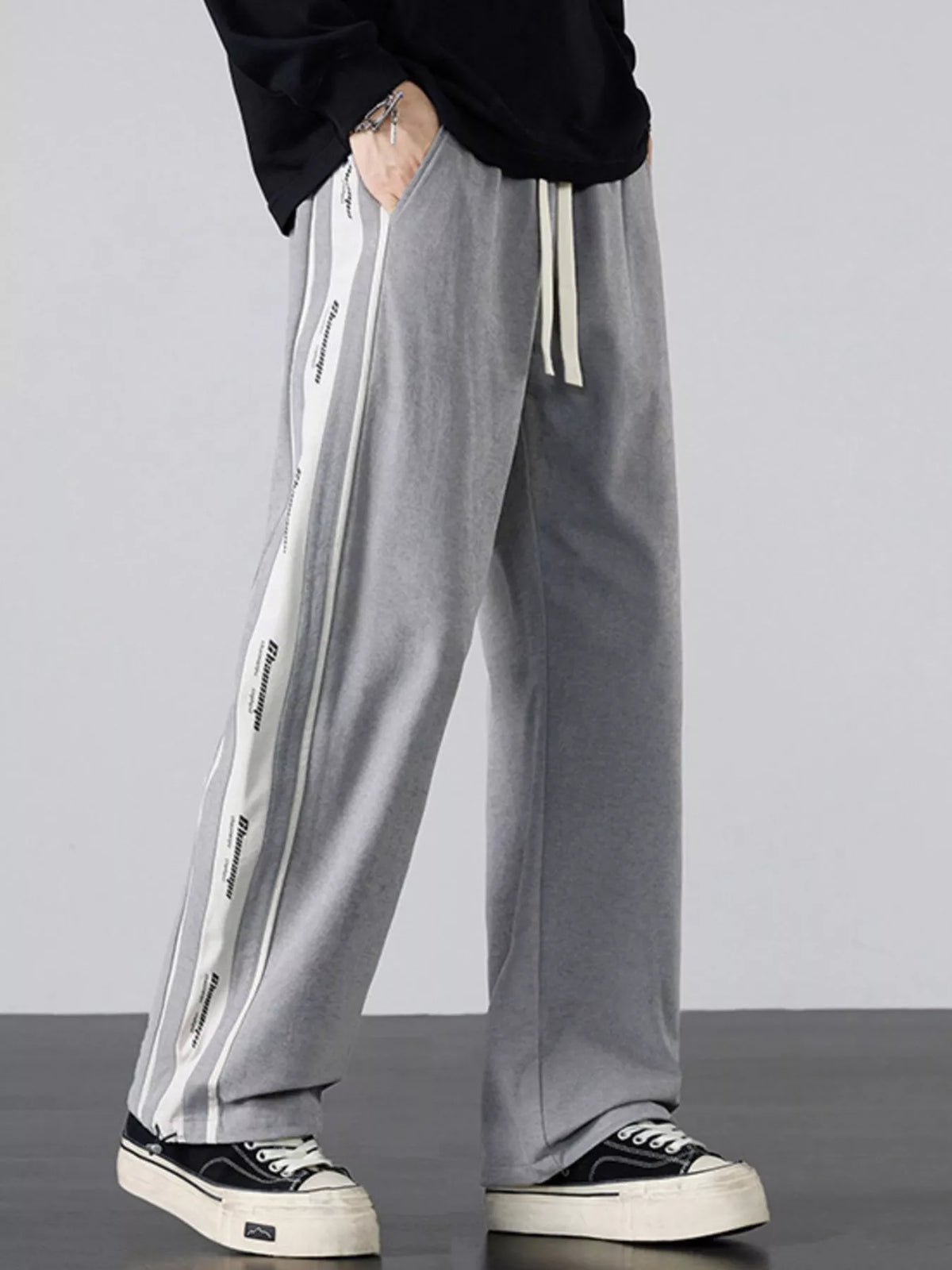 Men's Plus Size Striped Side Loose Fit Casual Pants, view 4