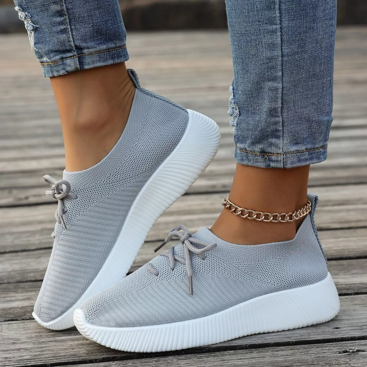 Round Toe Lace Up Sneakers - Lilixa.store