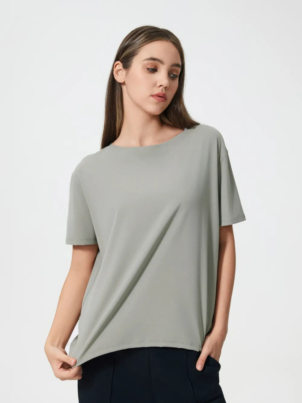 Millennia Round Neck Short Sleeve Active T-Shirt - Lilixa.store