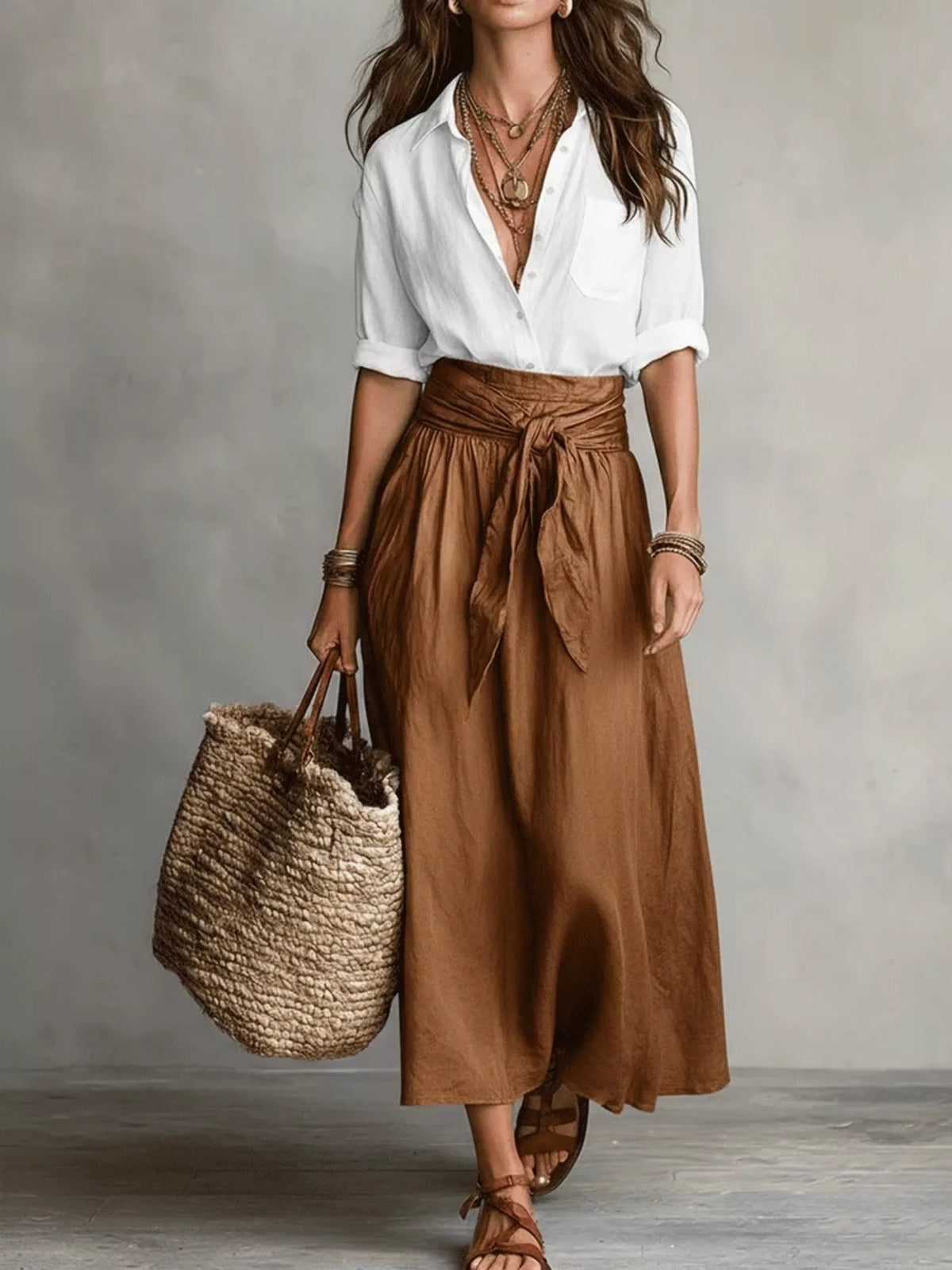 Full Size Button-Down Shirt and Skirt Set Plus Size - Lilixa.store