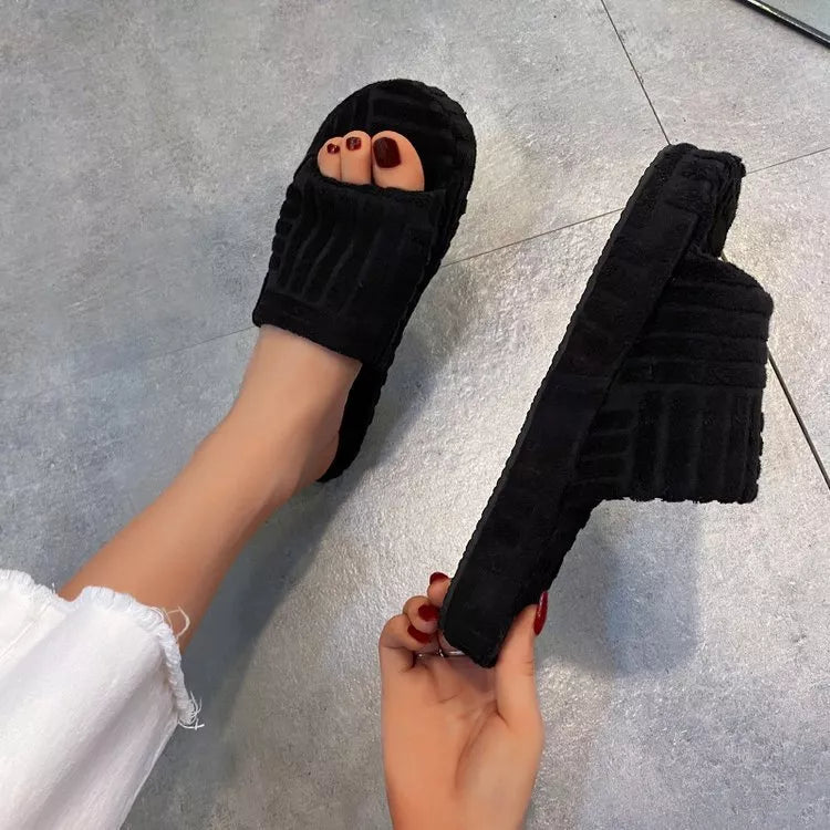 Open-Toe Platform Slippers - Lilixa.store