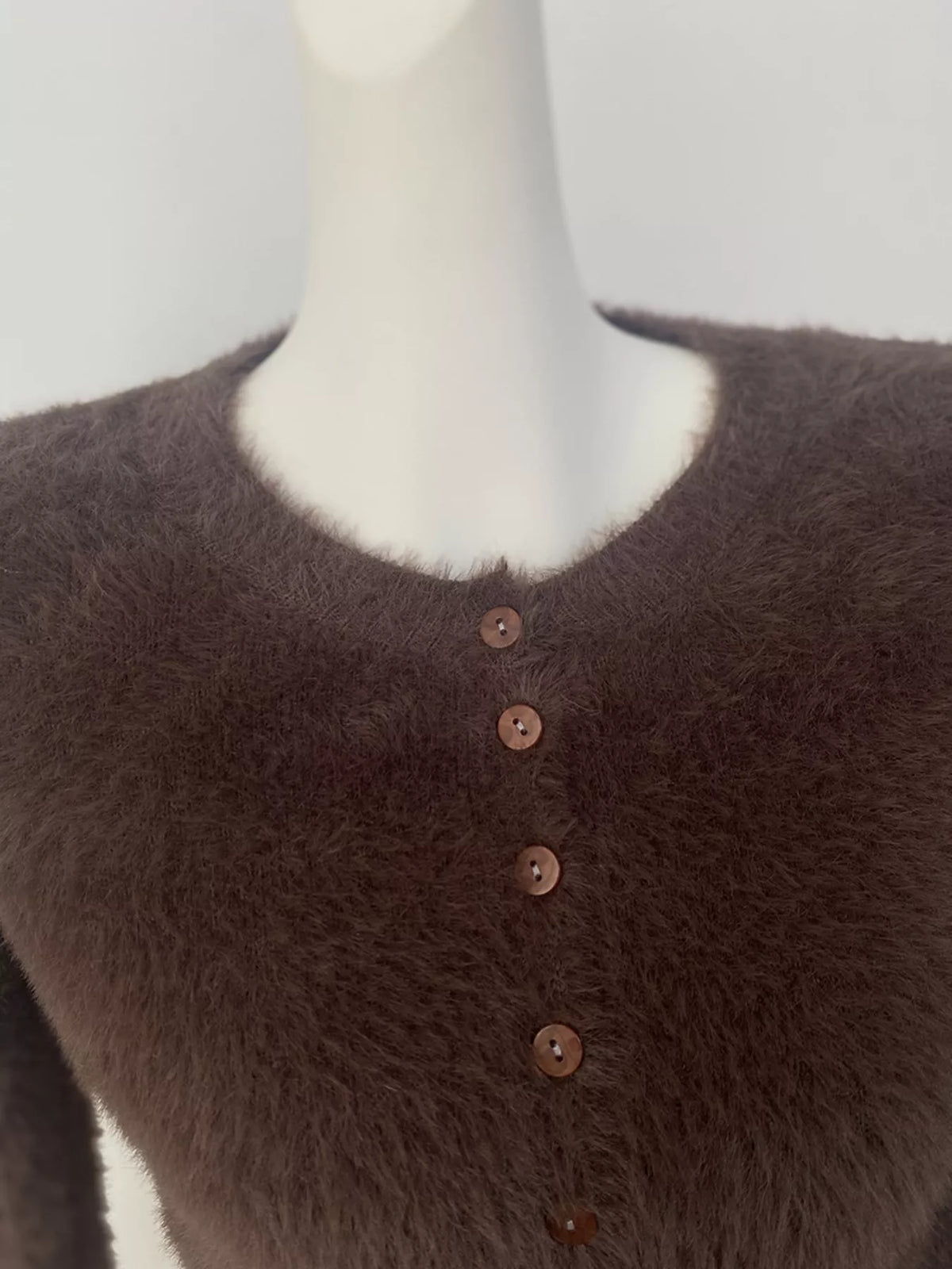 Soft Fuzzy Button-Down Cropped Cardigan, view 27