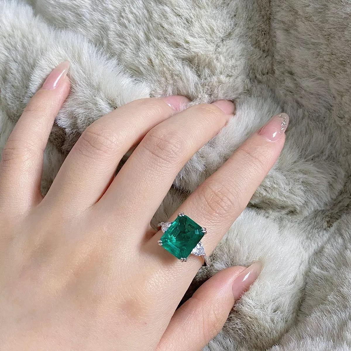925 Sterling Silver Zircon Geometric Ring