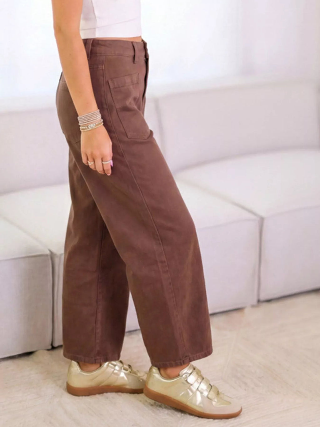 Wide-Leg Jeans with Front Patch Pockets - Lilixa.store