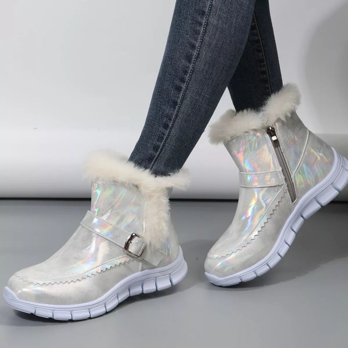 Faux Fur Lined Winter Ankle Boots - Lilixa.store