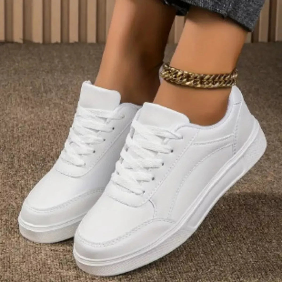 Round Toe Lace Up Sneakers - Lilixa.store