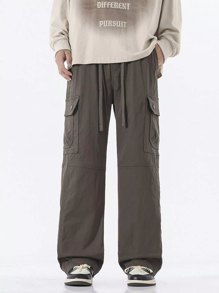 Men's Full Size Multi-Pocket Cargo Utility Pants Plus Size in Coffee